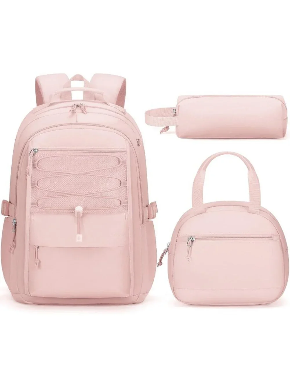 Stylish 3-Piece Waterproof Girls Backpack Set with Lunch Box & Pencil Case